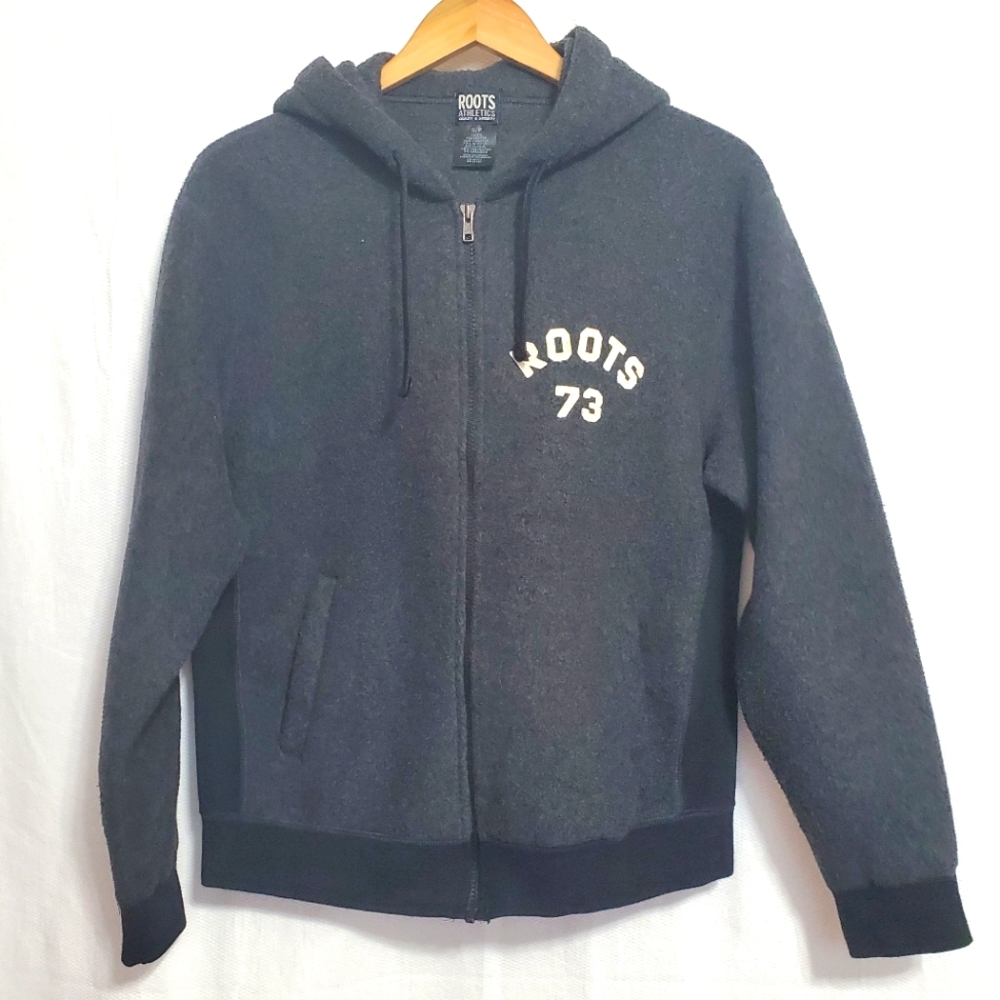 Roots Full Zip Fleece Hoodie Jacket Mens Small